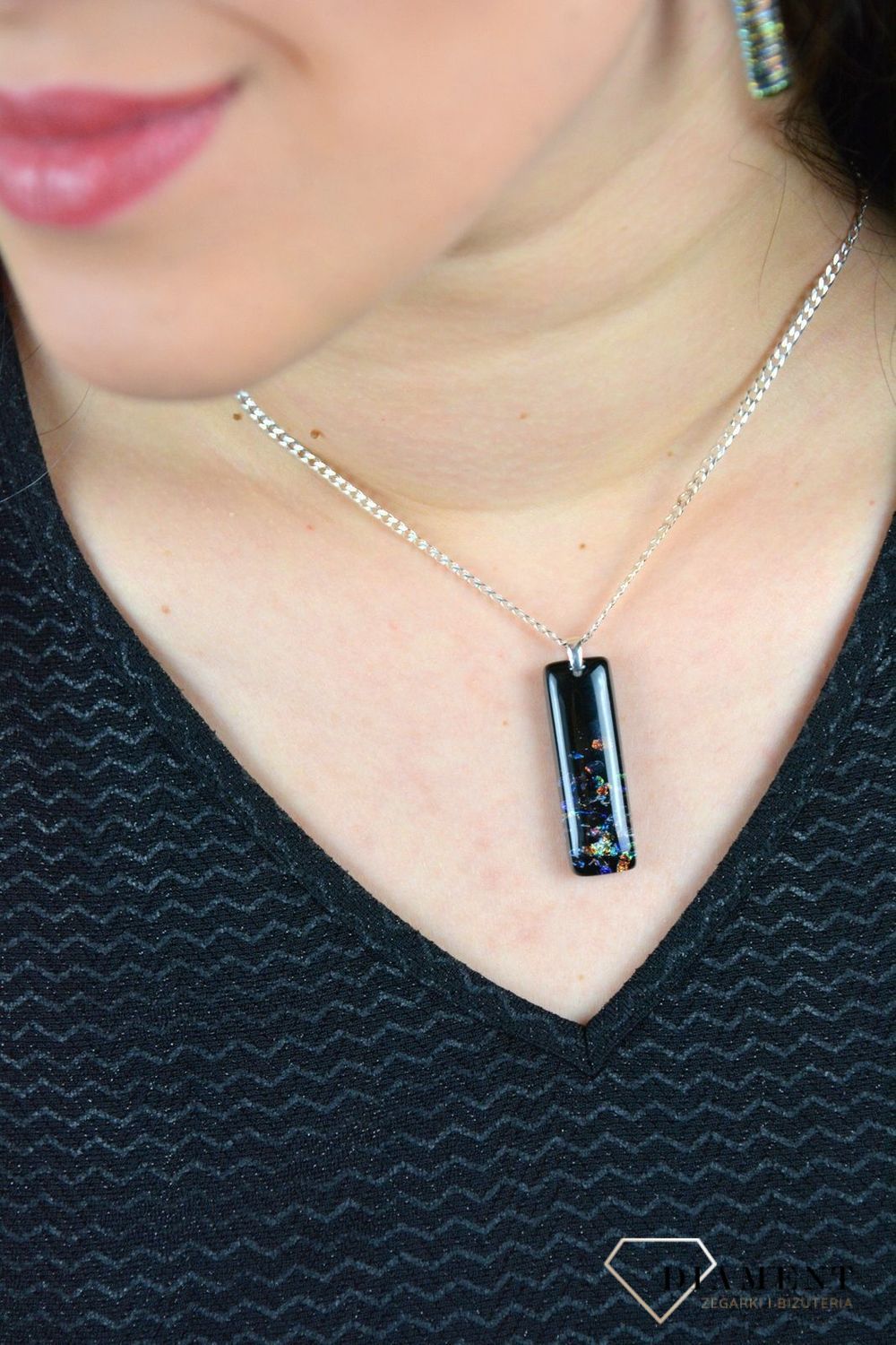 Zawieszka szkło weneckie 'Opalizująca czerń' Murano 51.jpg